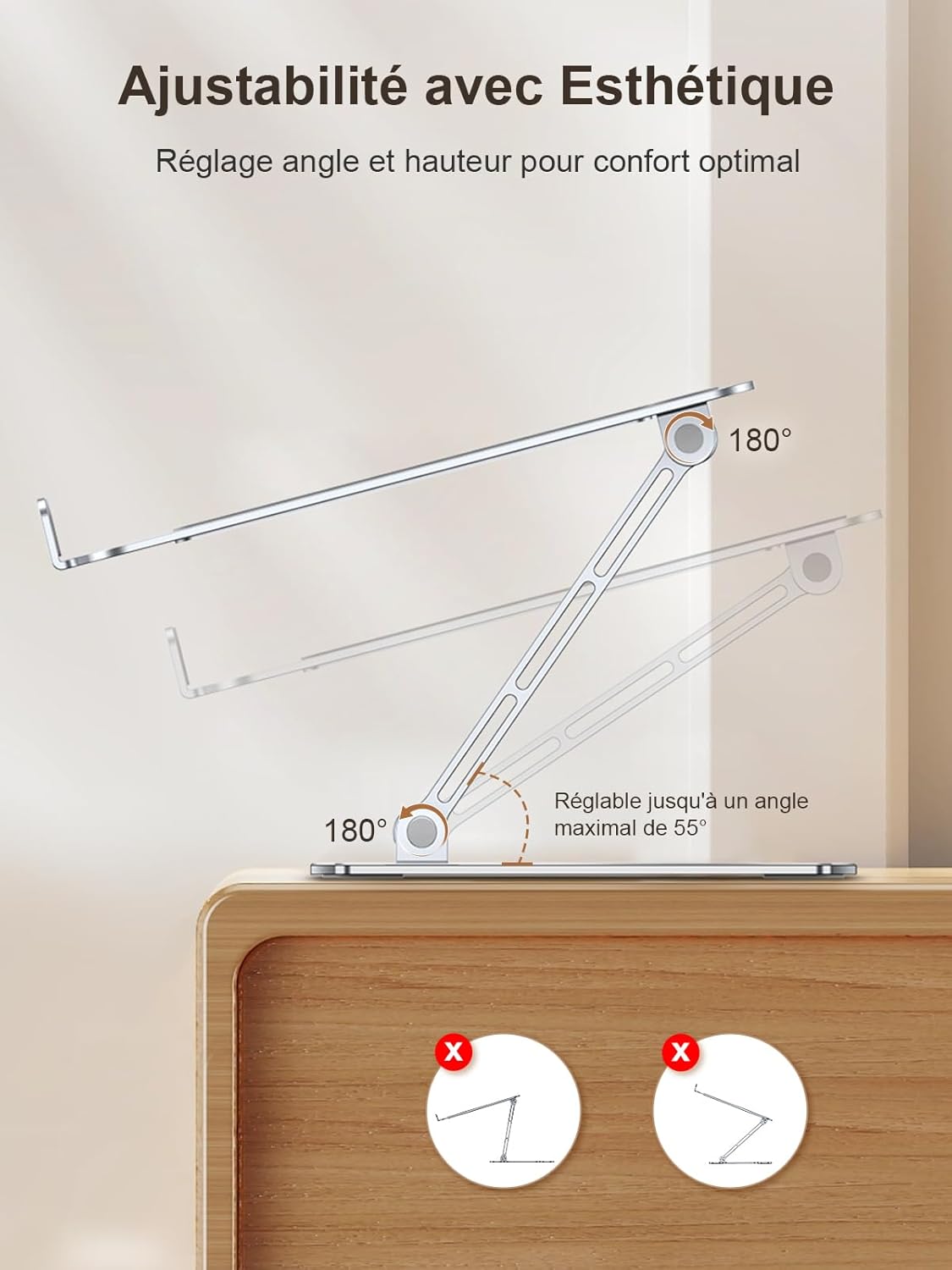 Support ordinateur portable - aluminium réglable - 10-16