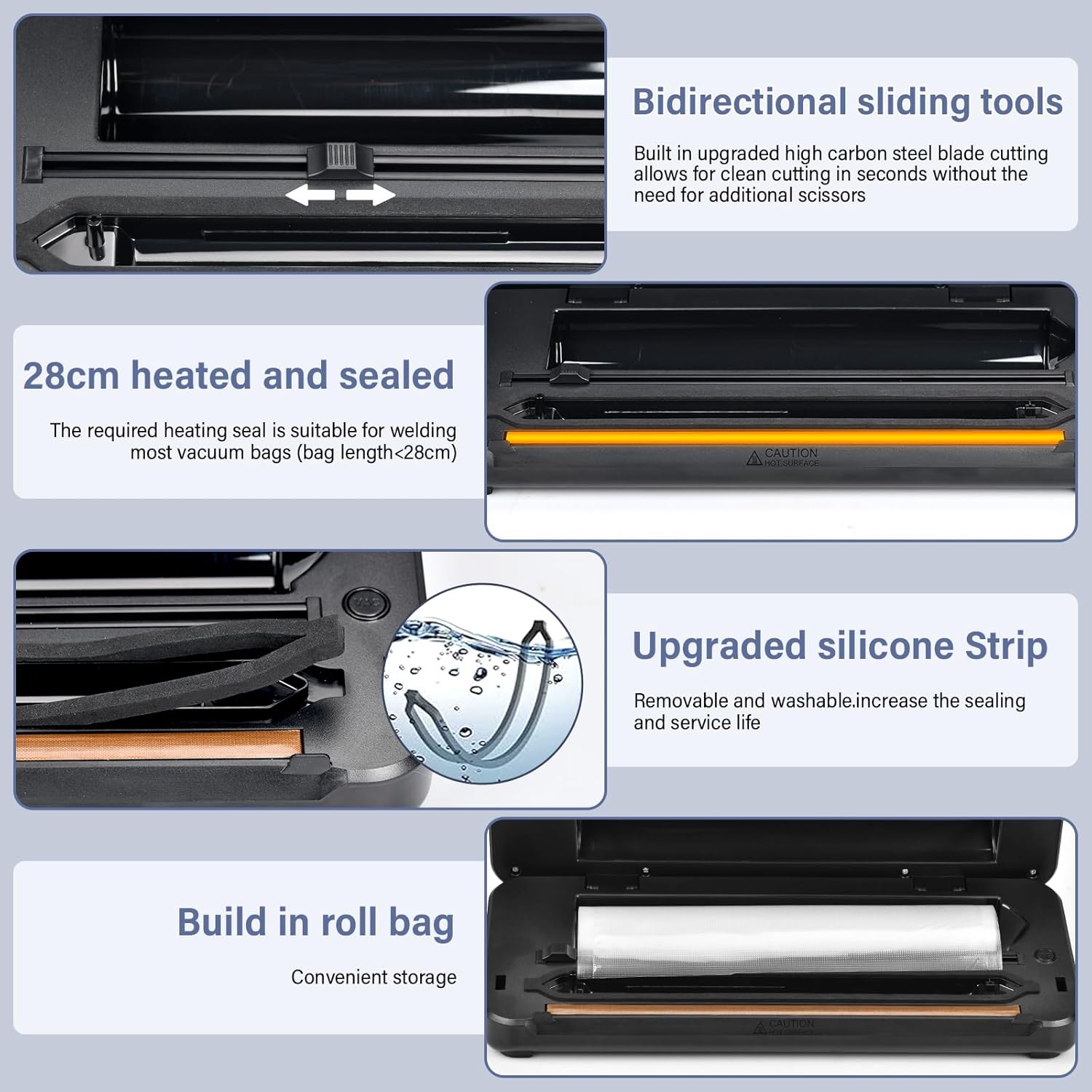 Machine sous vide alimentaire - 8-en-1, coupeur intégré - 80KPA, 10 sacs, argenté