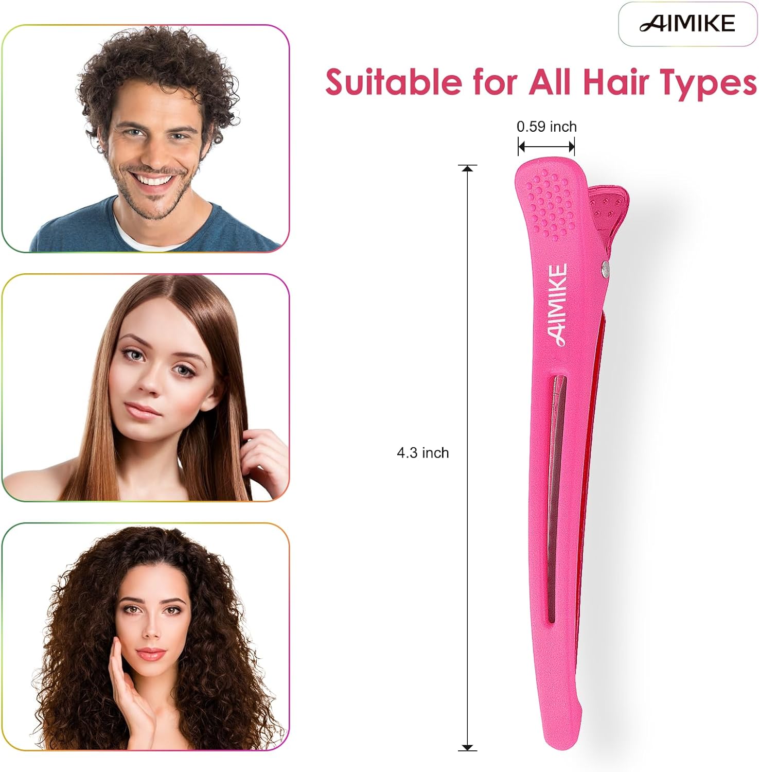 AIMIKE - pince cheveux crocodile série néon - 6pcs - antidérapantes, sans trace, usage professionnel.