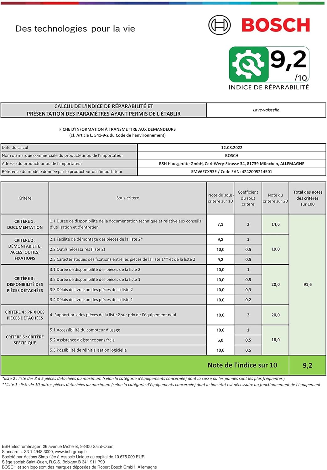 Bosch - lave-vaisselle Série 6 - 13 couverts, Silence Plus, Home Connect - SMV6ECX93E