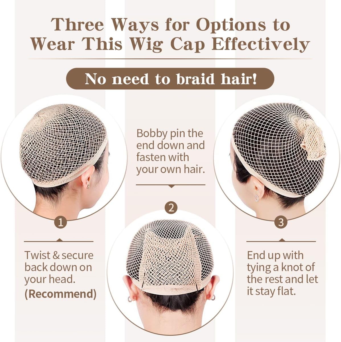 Dreamlover - Filet à perruque nude 2 pièces - maille respirante, idéal cheveux longs