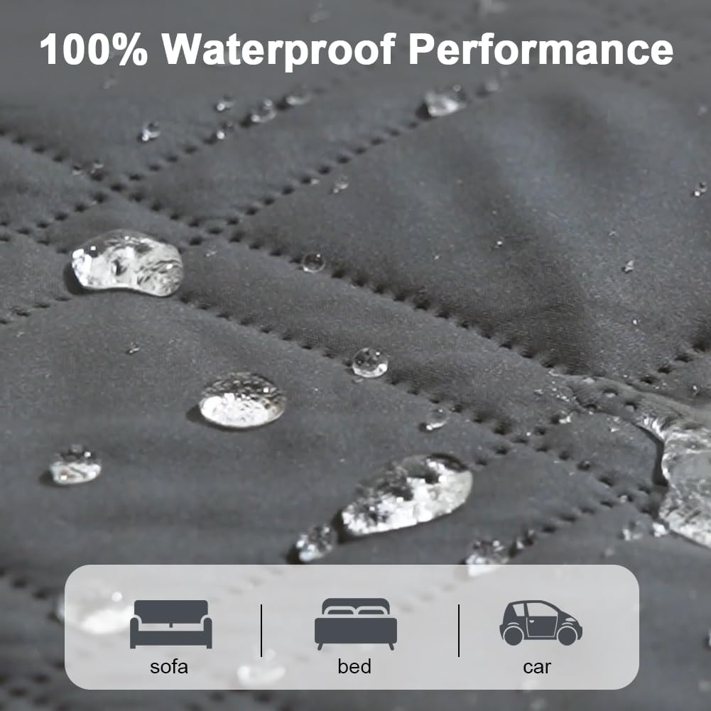 DUJUIKE - housse canapé imperméable antidérapante, gris, 76-180cm