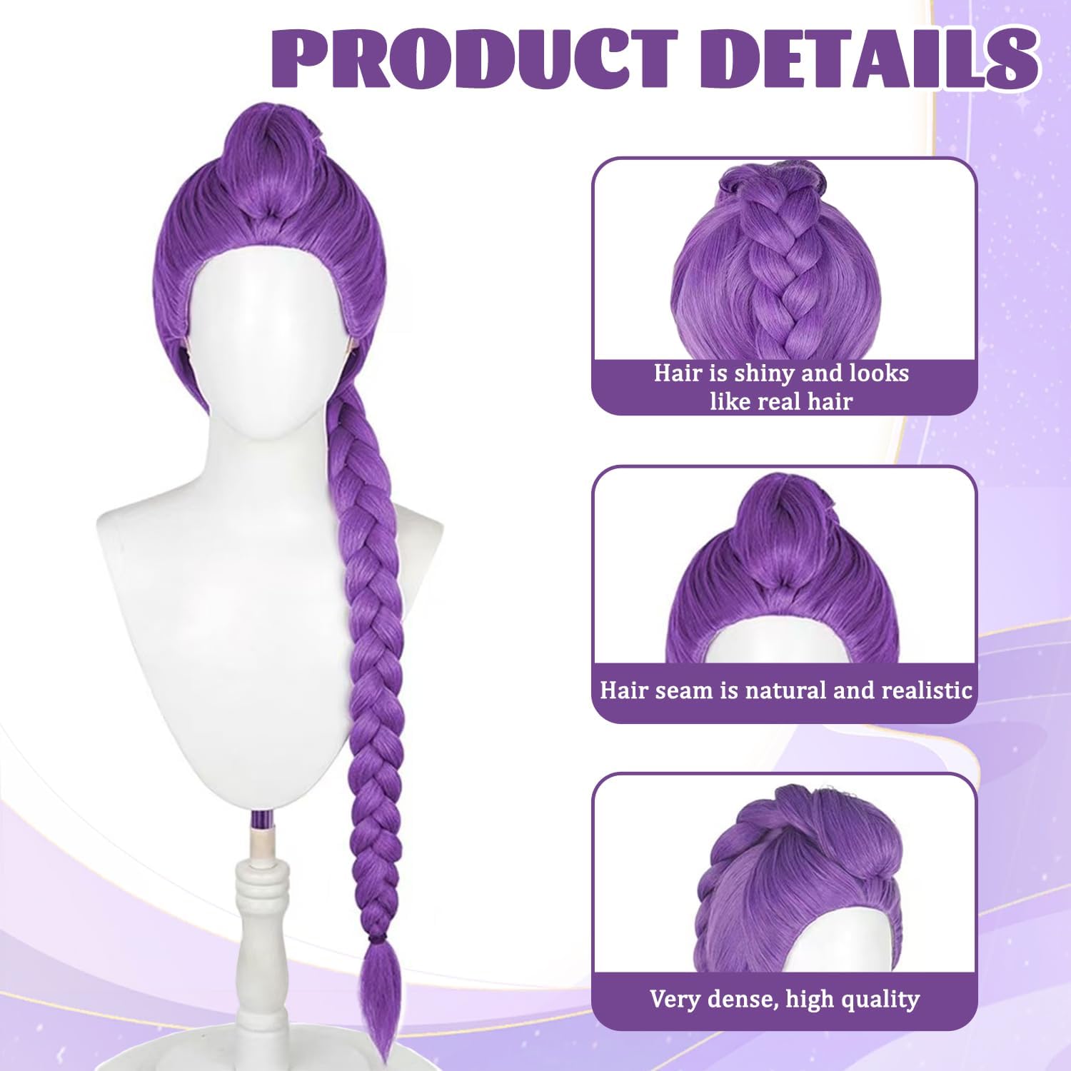 Perruque enfant - Chasseur violet - Taille junior - Accessoire réaliste pour Halloween et carnaval