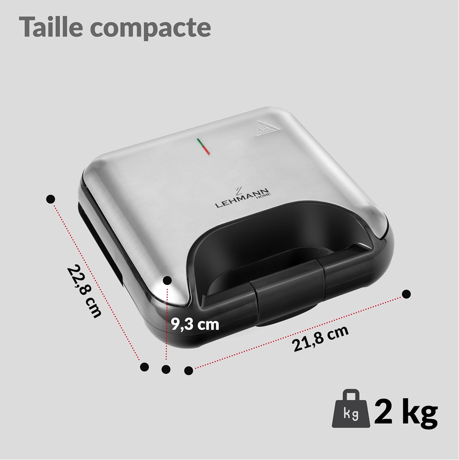 LEHMANN - Appareil 3-en-1, plaques interchangeables, revêtement antiadhésif, préparation rapide