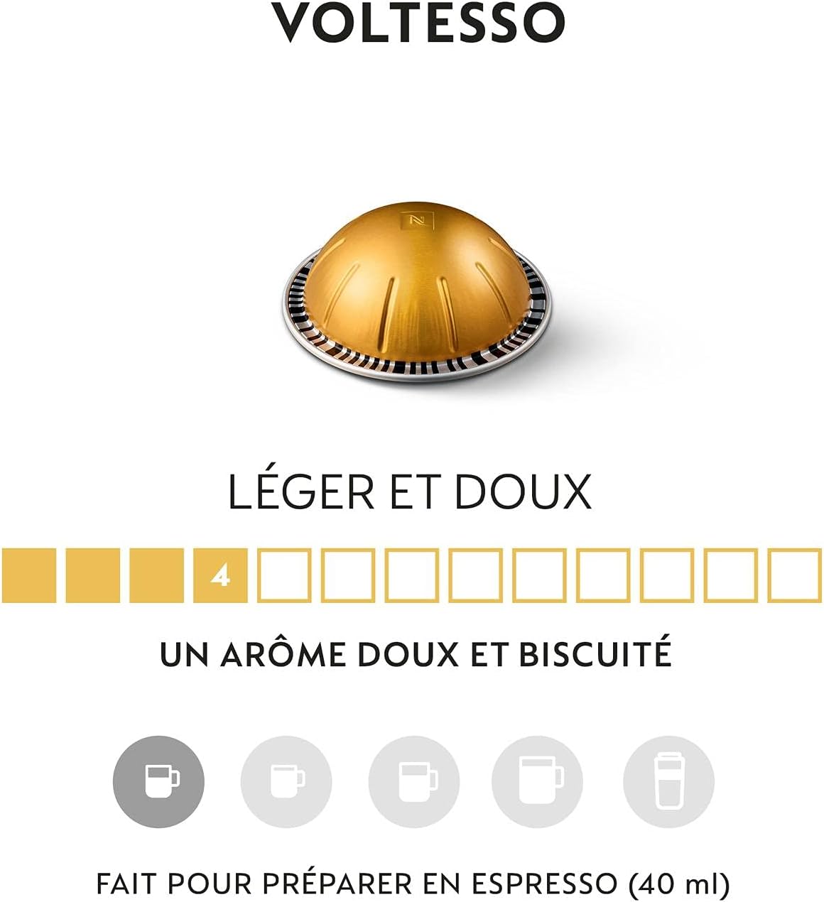 Nespresso - Vertuo Voltesso - 40ml espresso capsules - 100 unités
