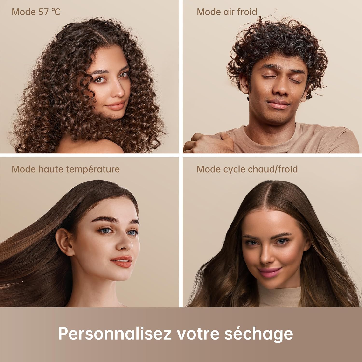 Dreame - Hair Glory Combo - léger, moteur 110000 tr/min, ionisation, séchage rapide, 70m/s airflow
