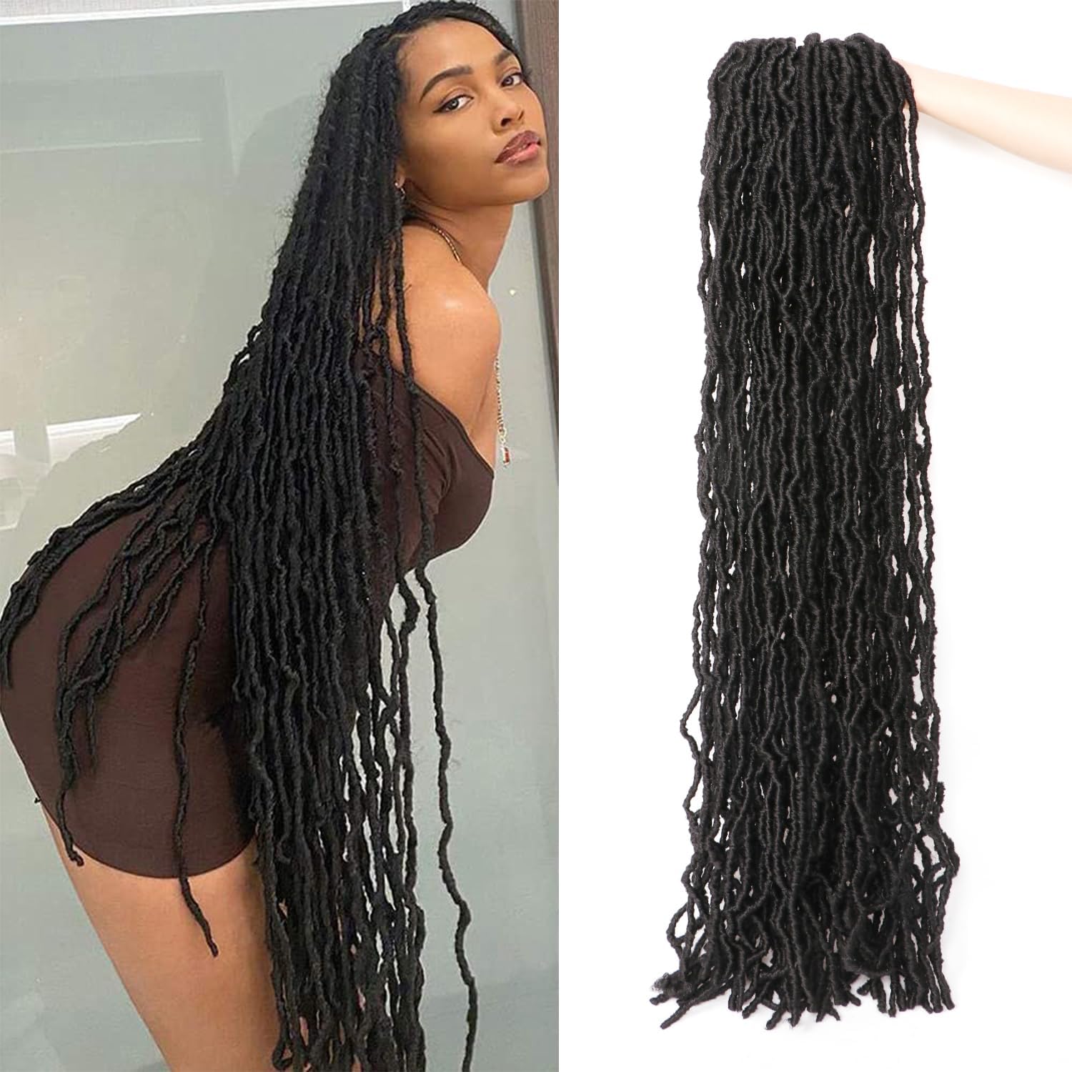 Faux Locks Crochet Braids - 91.5 cm - 8 packs, mèches bouclées pour tresses