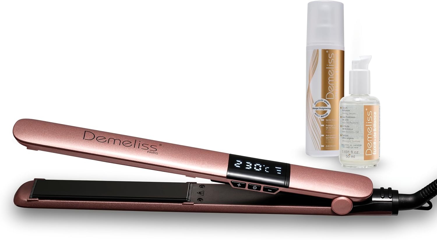 Saint Algue - Demeliss Gold Love - lisseur 2 en 1 - céramique, 230°C, pochette, soins inclus