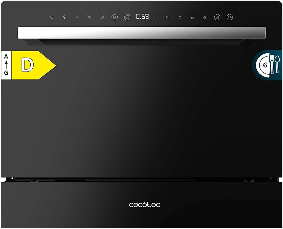 Cecotec - Bolero Aguazero 2400 - compact, 6 couverts, écran tactile, 5 programmes, verre noir