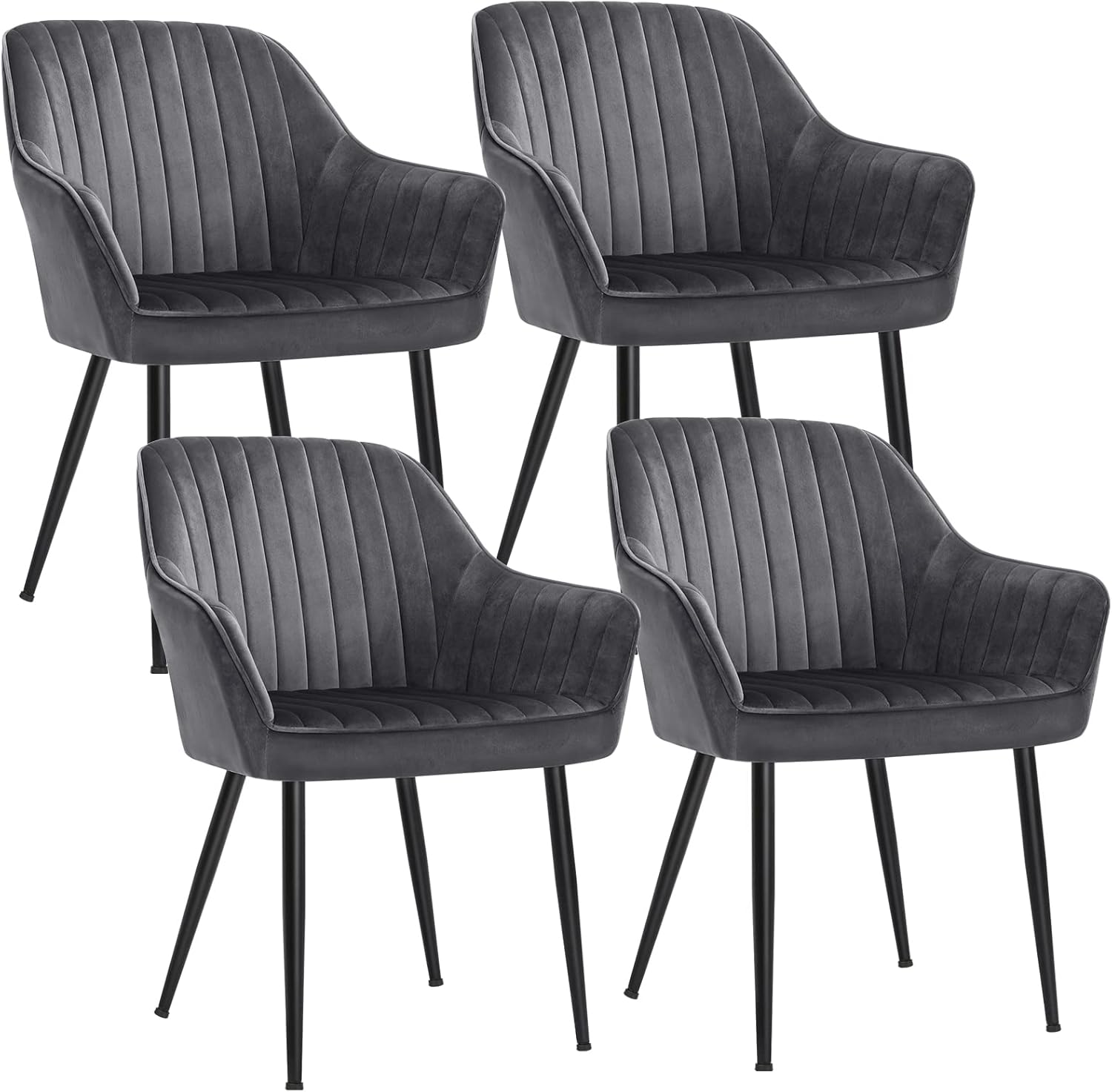 SONGMICS - Chaise salle à manger - lot de 4, velours, accoudoirs, métal, 120 kg - LDC087G01-4