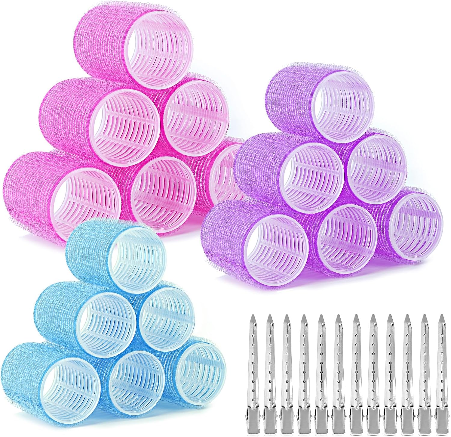 Bigoudis cheveux - lot de 30 rouleaux magiques et 12 pinces métal - pour femmes, enfants, styling DIY