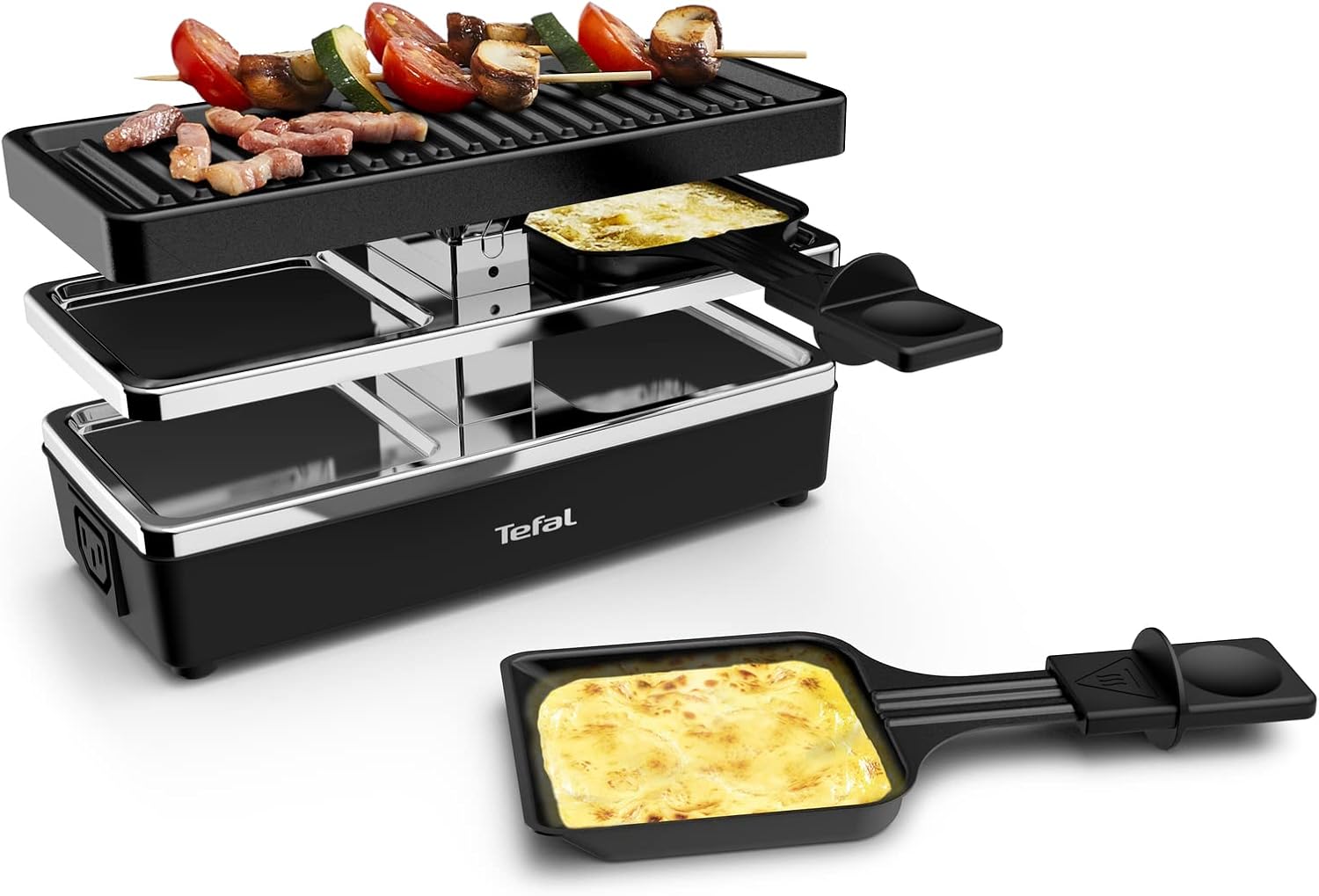 Tefal - raclette Plug & Share, 2 pers, compact, prise intégrée YY5249FB