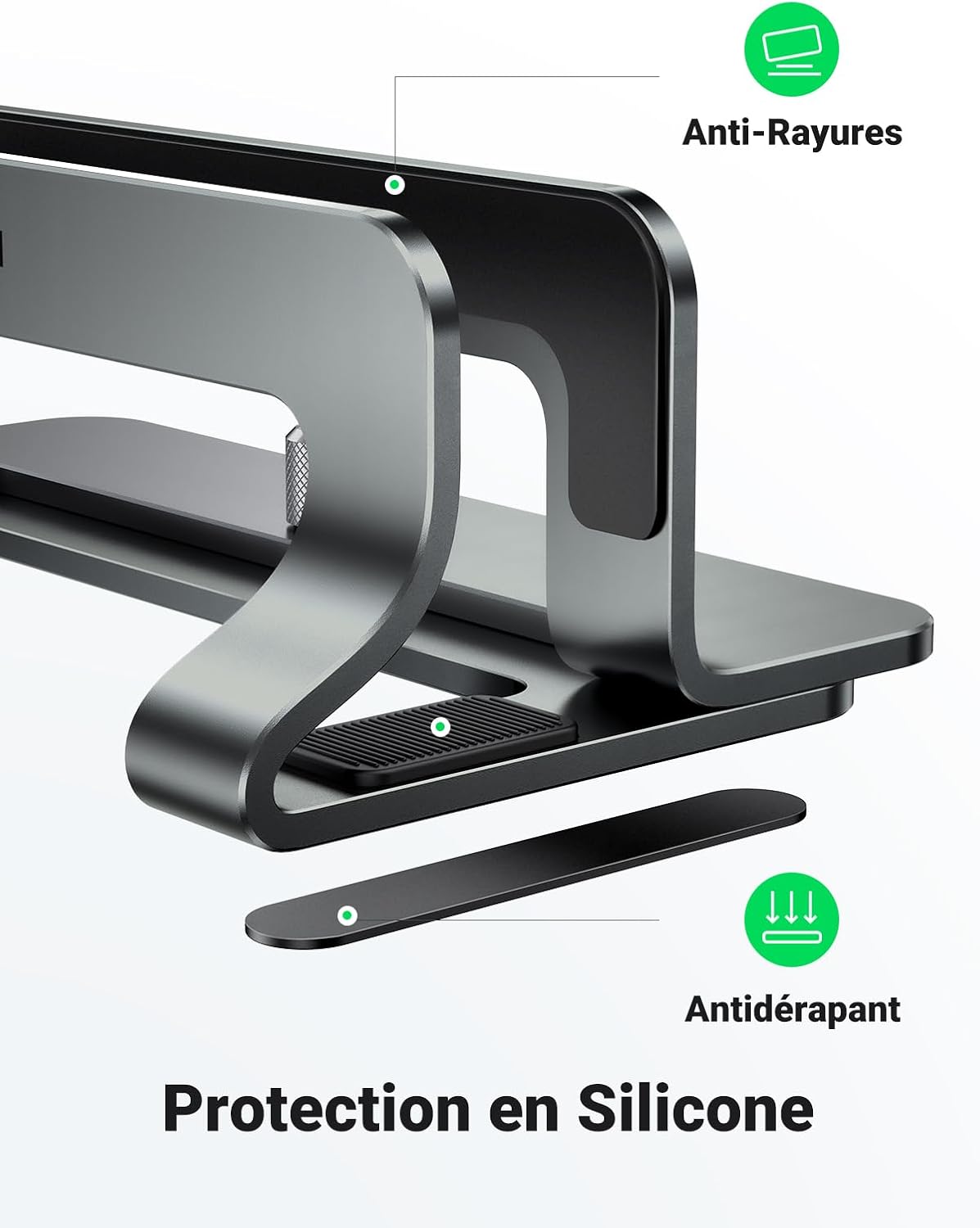 UGREEN - Support Ordinateur Vertical Aluminium - réglable, compatible MacBook, PC, iPad