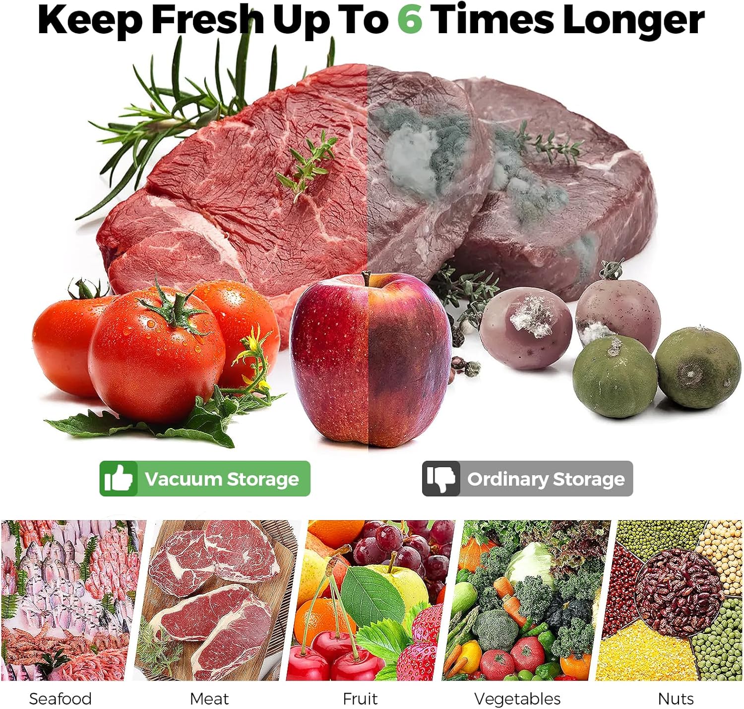 Sac sous vide alimentaire - pack 6 rouleaux - 28/25/20x300cm - sans BPA