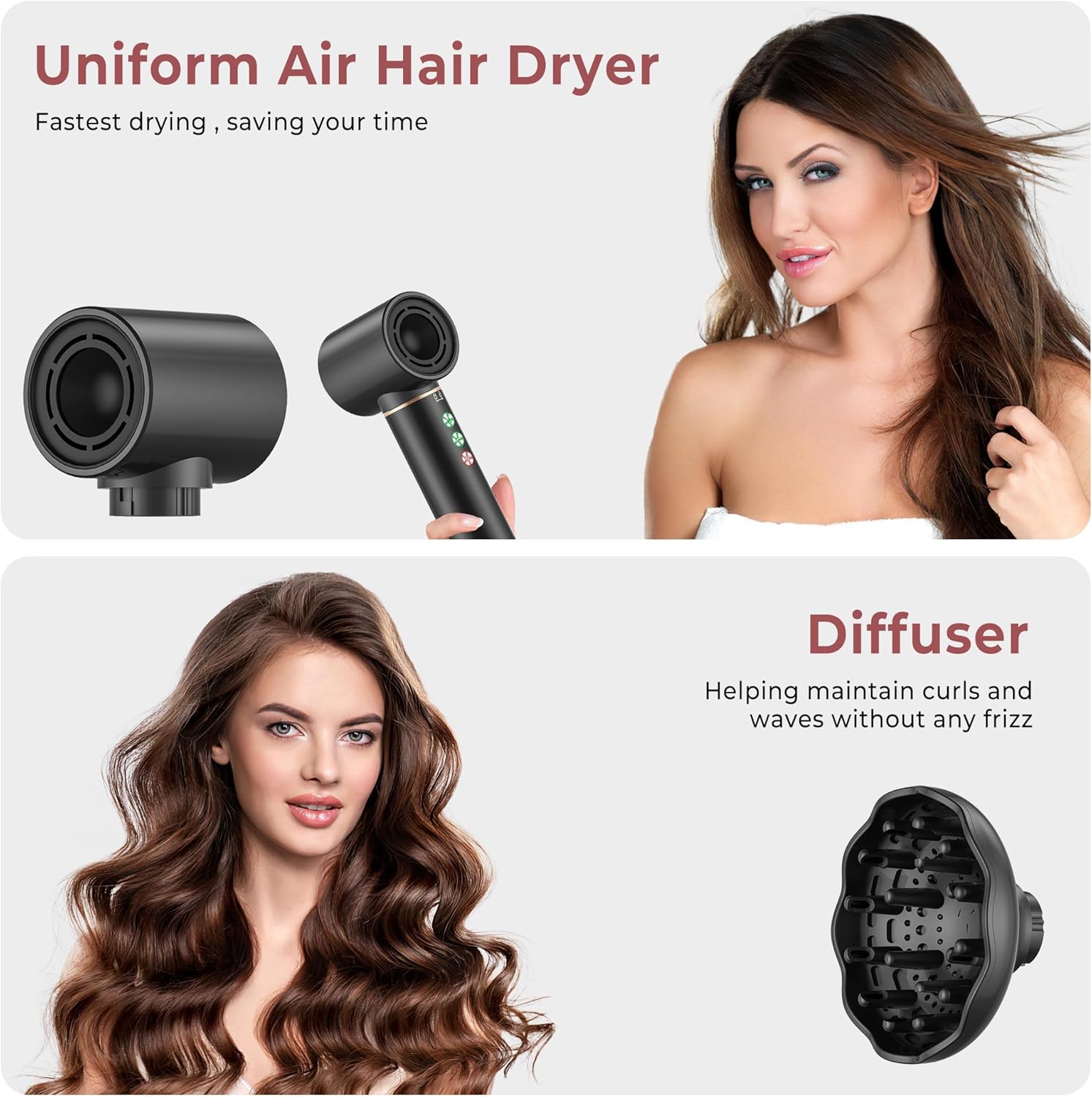 Air Styler 7 en 1 - sèche-cheveux 1300W ions - séchage rapide, 320M d'ions, 110000 tr/min, 20m/s