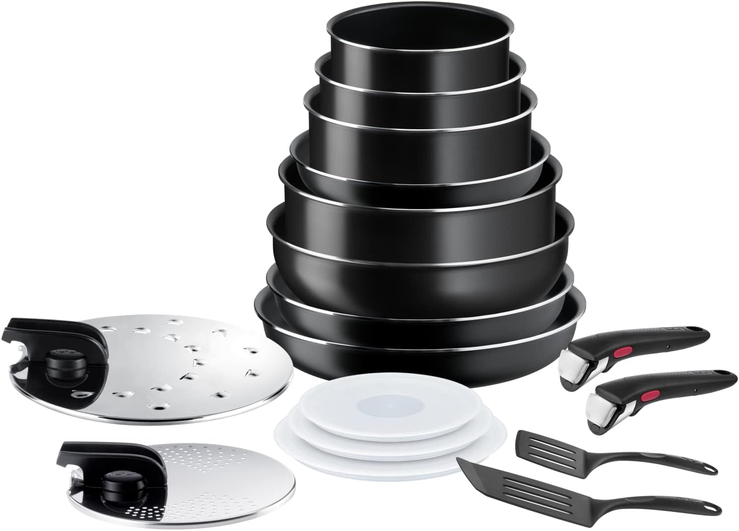 Tefal - Ingenio Easy On - batterie 17 pièces, poêles et casseroles empilables, antiadhésif, lave-vaisselle, L1599702