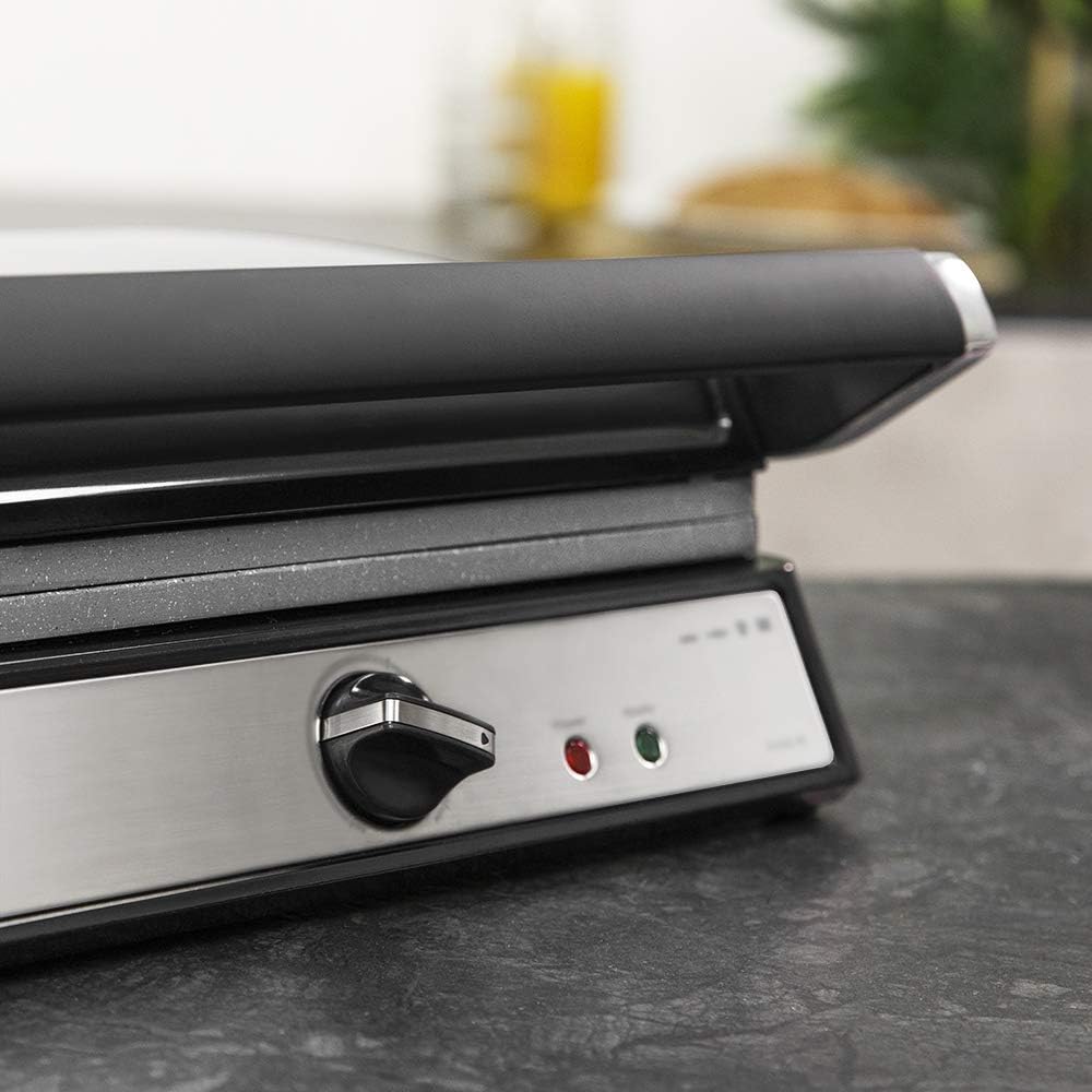 Cecotec - Rock’nGrill 2400 UltraRapid - plaques pierre, 2400W, ouverture 180°