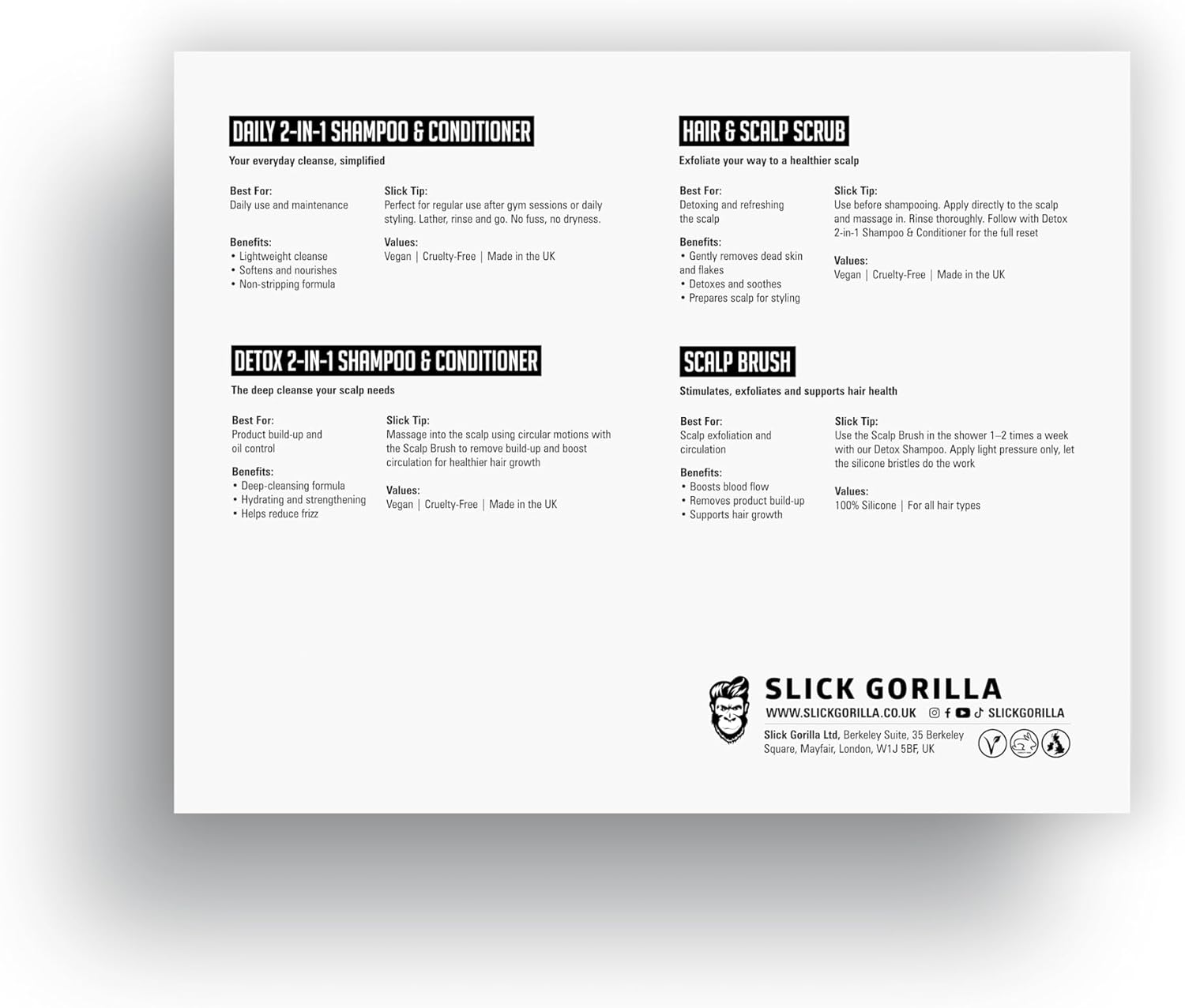 Slick Gorilla - The Care Box Set - soin complet cheveux - shampoings, gommage, brosse pour tous types