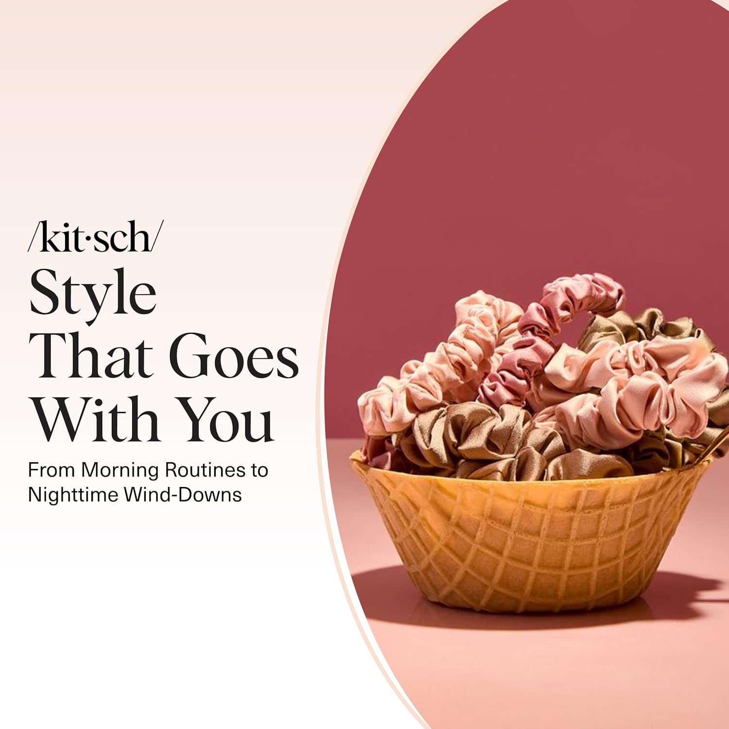 Kitsch - Chouchous en satin - lot de 6 - élastiques anti-plis, tous cheveux