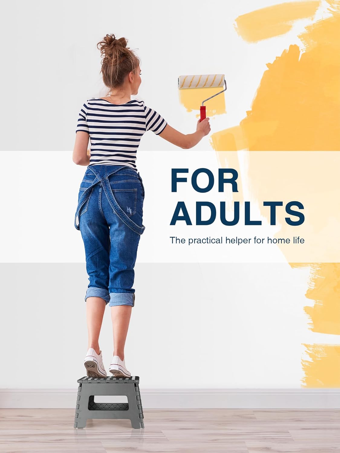 House - Tabouret pliable enfant 22 cm, plastique, pliable, gris