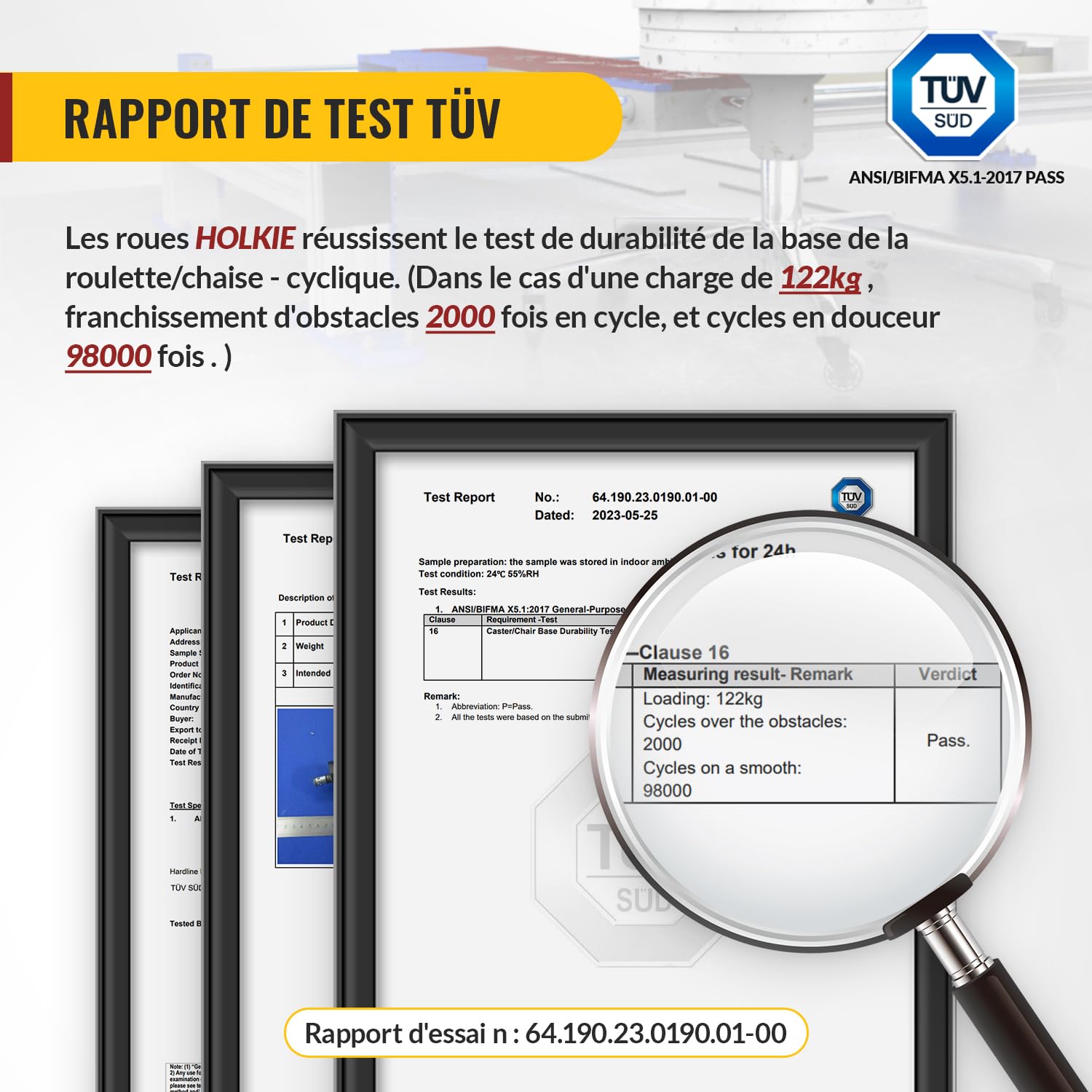 HOLKIE - roulettes chaise bureau - 11x22mm - caoutchouc, lot de 5, sols durs/tapis