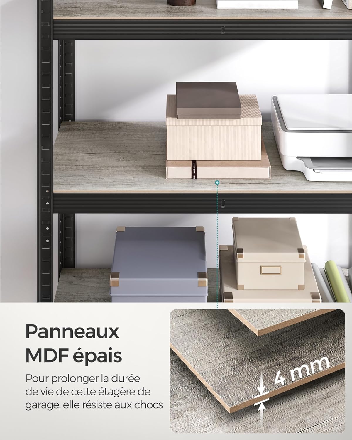 SONGMICS - étagère 5 niveaux 30x75x150cm, charge 650kg, planches réglables, style industriel, GLR030B12