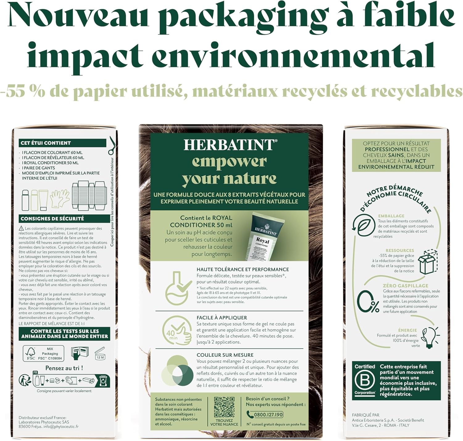 Herbatint - colorant permanent cheveux 7D - 170ml - sans ammoniaque, couvre 100% cheveux blancs