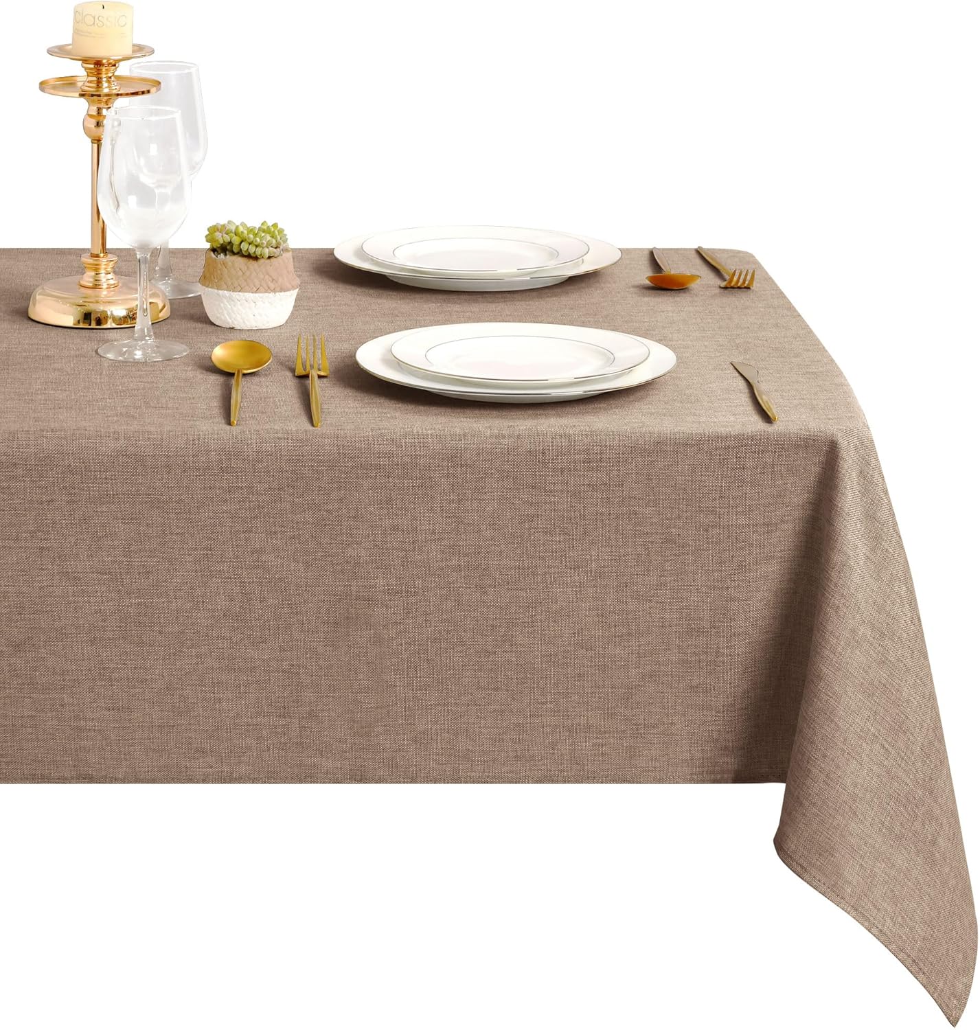 DWCN - nappe aspect lin - 135x200cm - lavable, imperméable, anti-tache