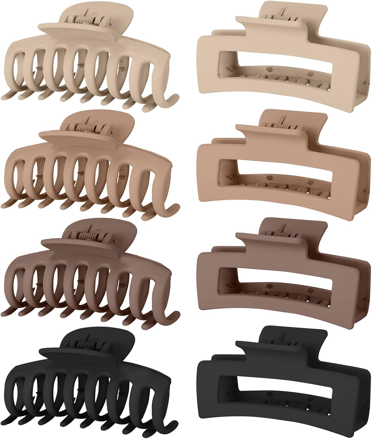 Lolalet - lot de 8 pinces double dents - 8 cm - couleurs variées, cheveux épais et fins