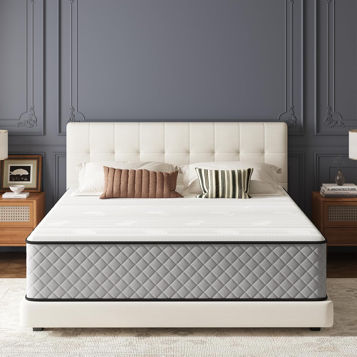 Matelas double - hybride ferme 25 cm mousse mémoire, soutien et confort