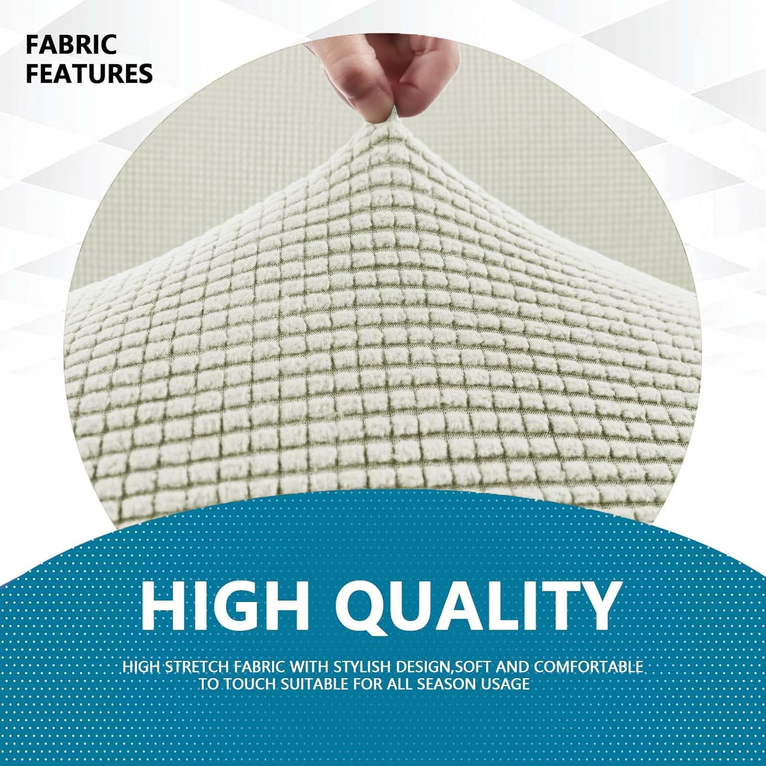 Housse canapé 1 place - extensible, antidérapante, naturel, accoudoirs