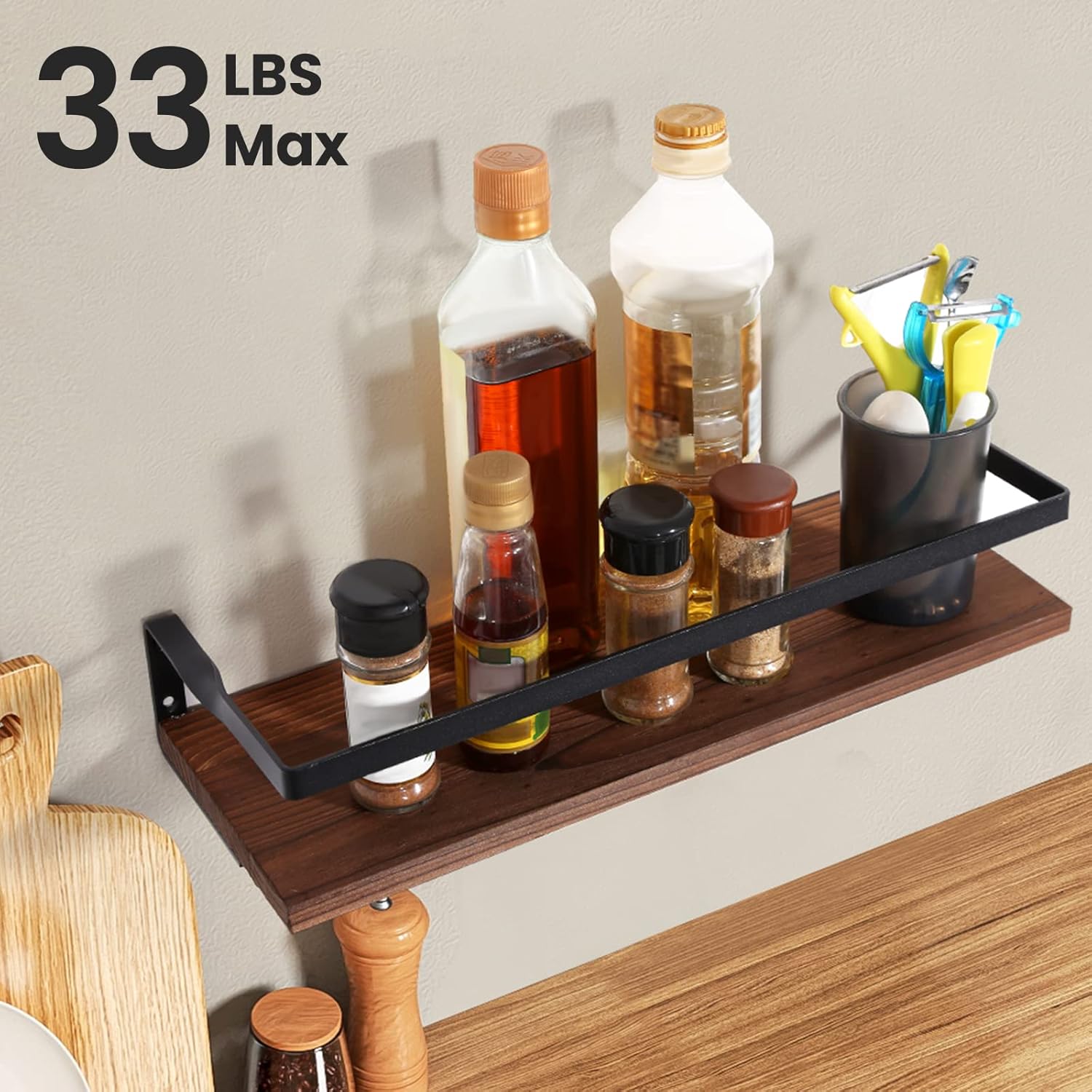 AGM - étagères murales bois, 2 pièces, 60x15cm, charge 15kg, AGM