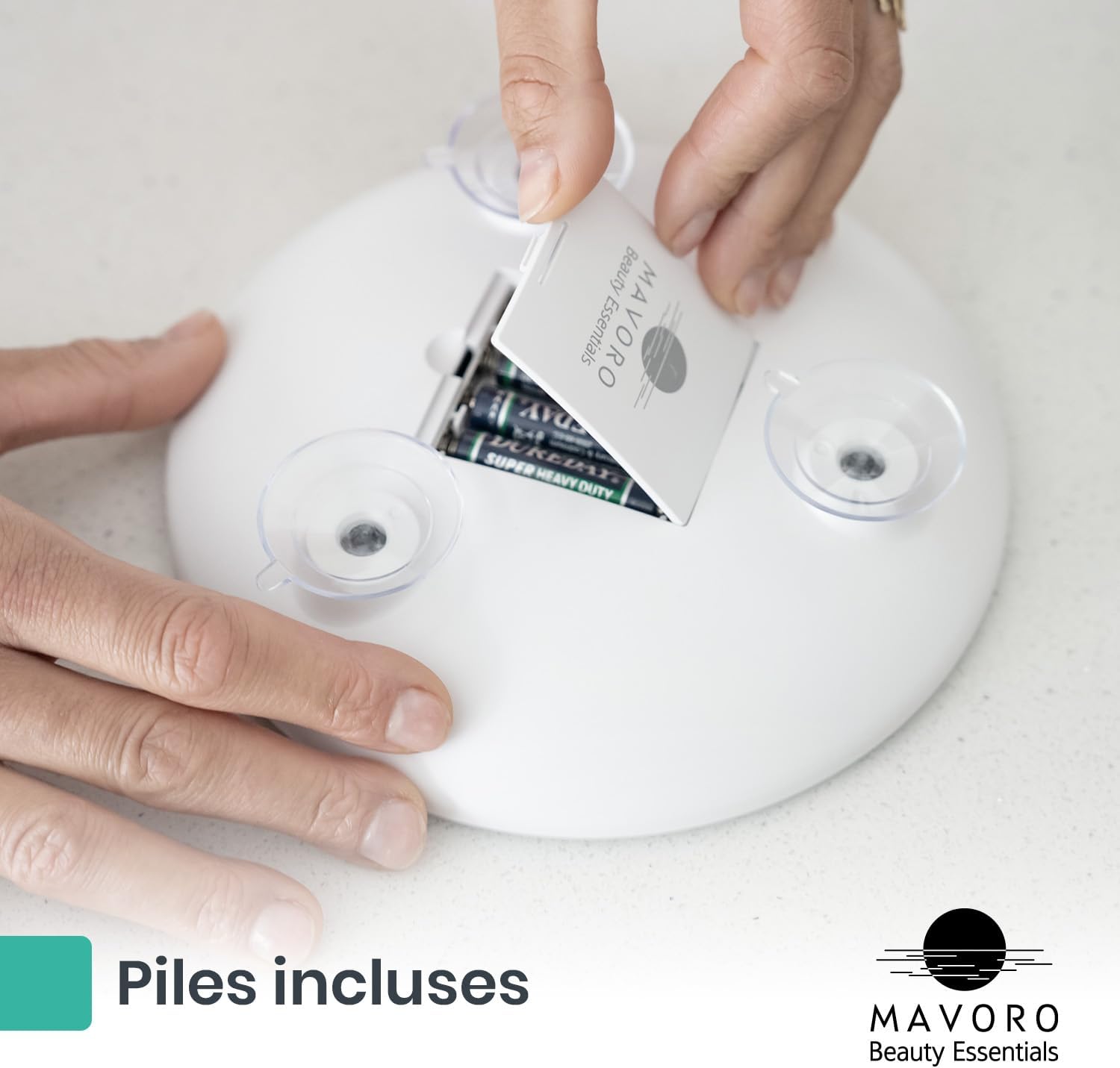 Mavoro - miroir grossissant LED 17cm, 10X, 3 ventouses, portable