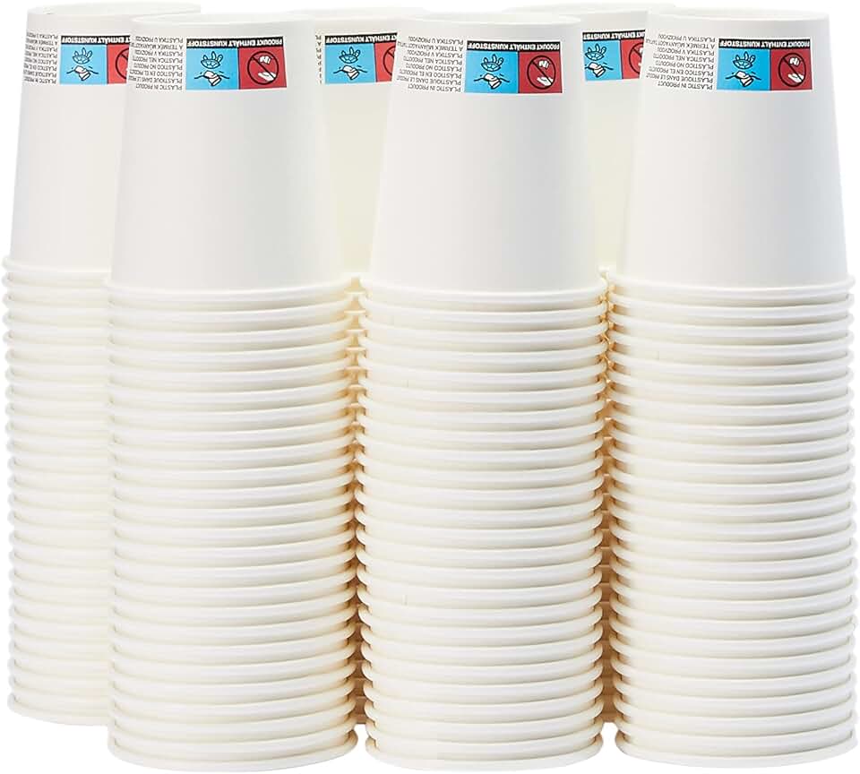 maxxi-dealz Basics - Gobelets en carton - 207 ml - 150 unités, pour boissons chaudes, blanc