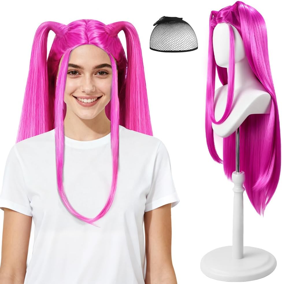 Perruque cosplay - longue tresse violette - perruque anime, fête, Halloween