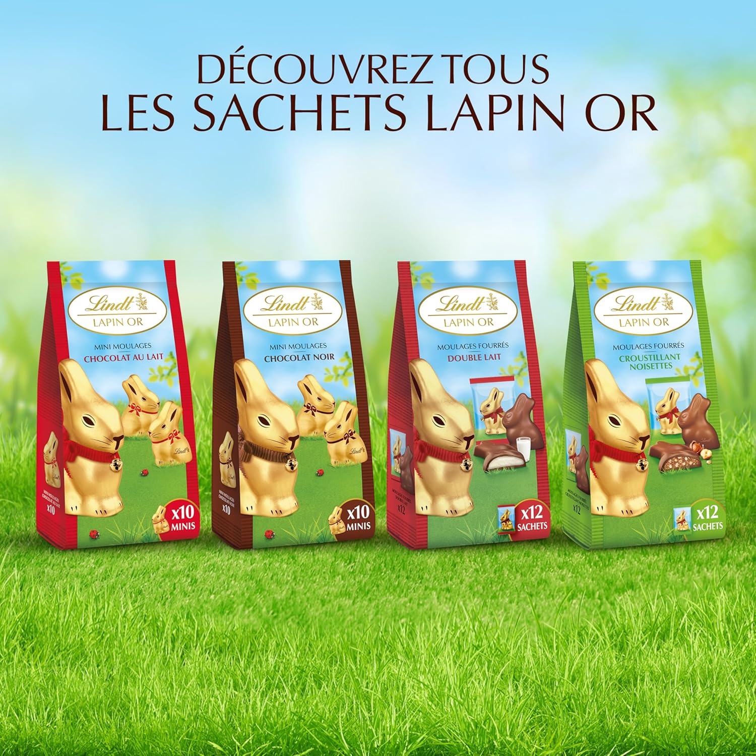 Lindt - Mini-Moulages Lapin Or - 120g - Chocolat au lait, spécial Pâques