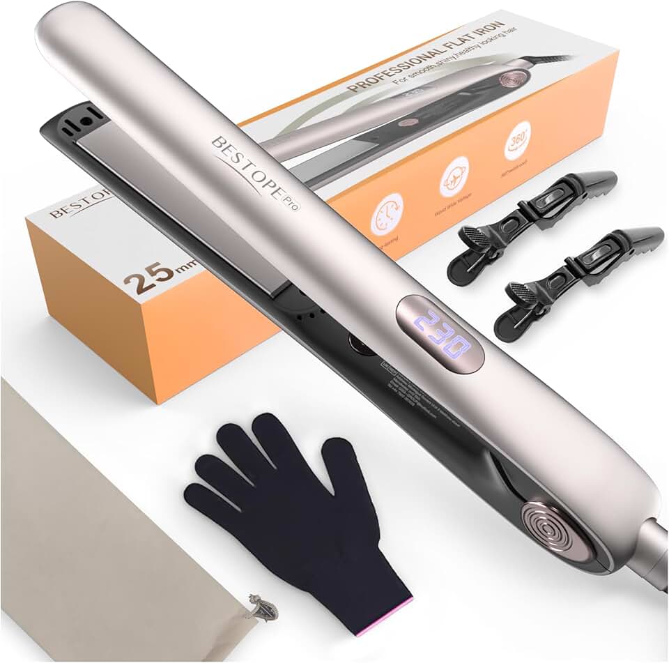 BESTOPE - PRO Lisseur 2en1 céramique, écran LCD, 120-230°C, cheveux épais