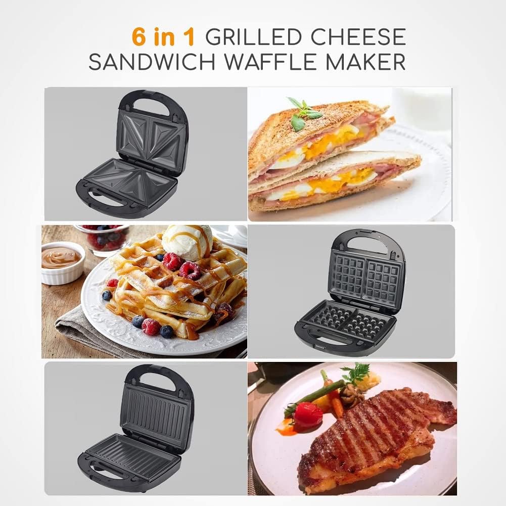 Sokany - Appareil multifonction 6-en-1 - plaques antiadhésives, 750W, cuisson double face, contrôle auto temp