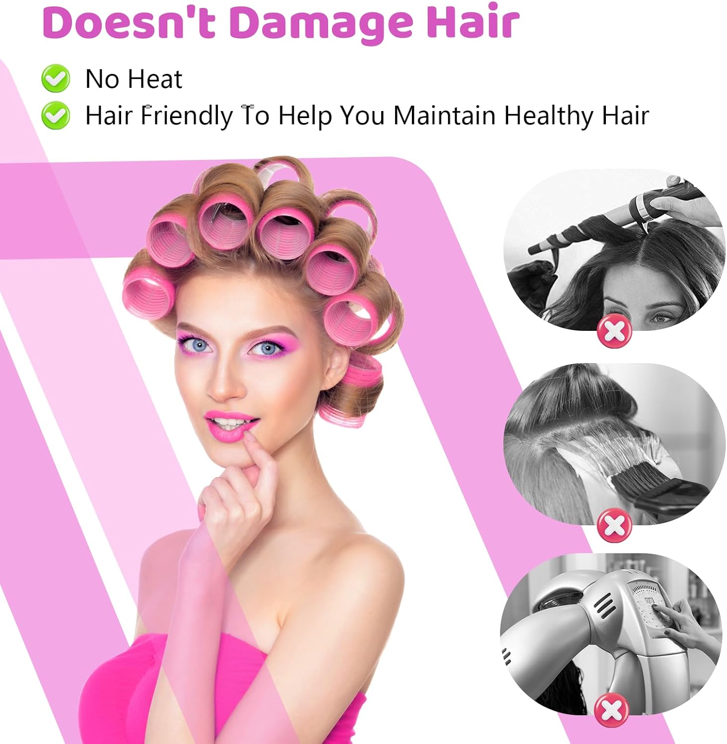 Romon - Set bigoudis cheveux 31 pièces, 3 tailles, avec pinces