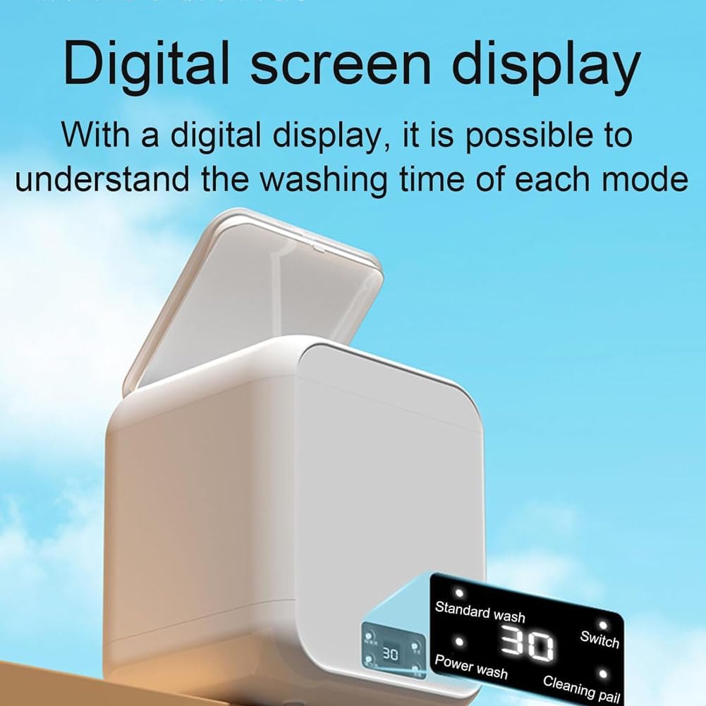 Mini lave-linge portable - 12L - double mode, minuterie, lumière bleue