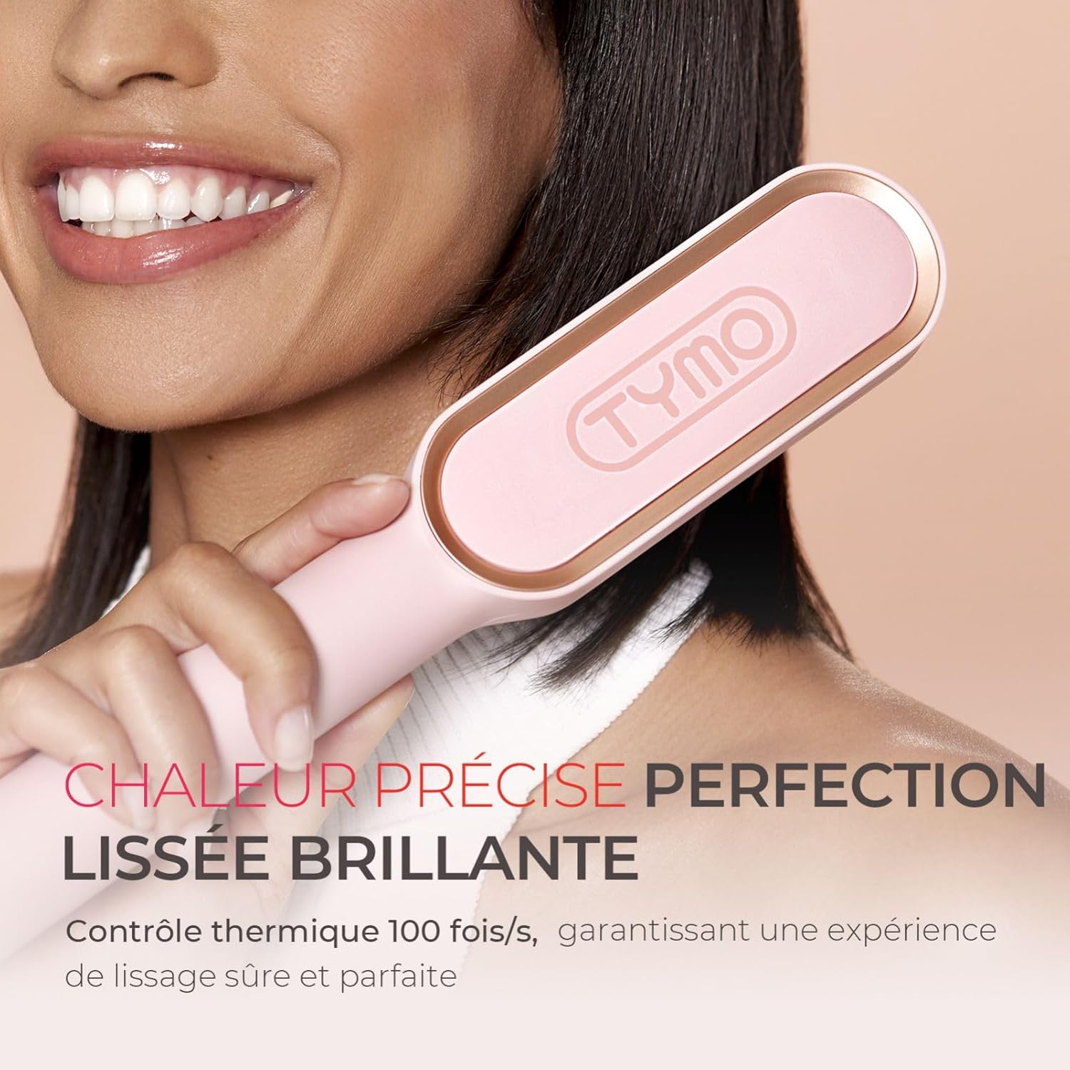 TYMO - Brosse lissante anneau, 5 températures, chauffe rapide, anti-brûlure