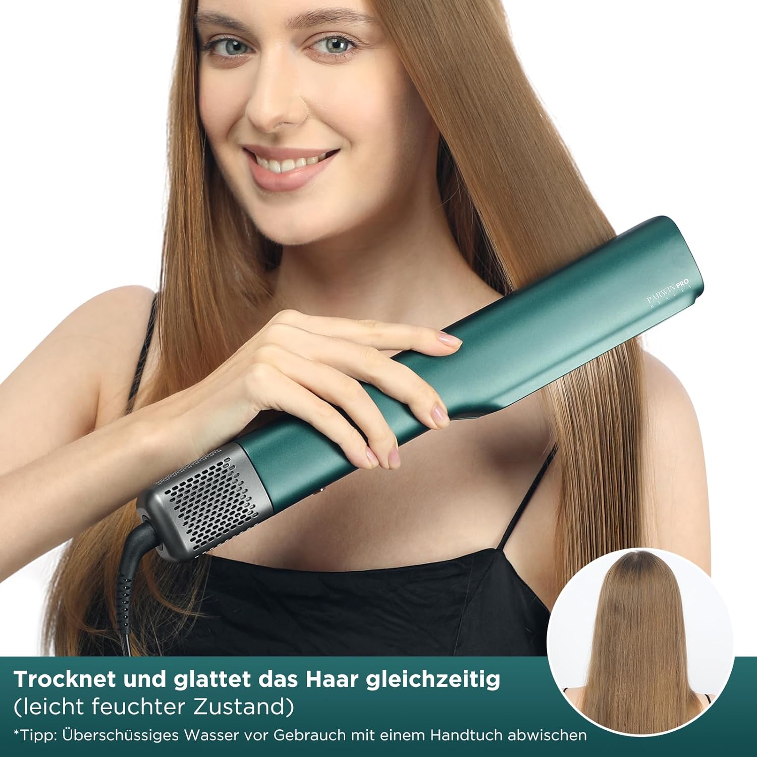 PARWIN PRO BEAUTY - lisseur à air ionique - 35-75cm - lissage humide/sec, sans plaques chauffantes, sans dommages thermi