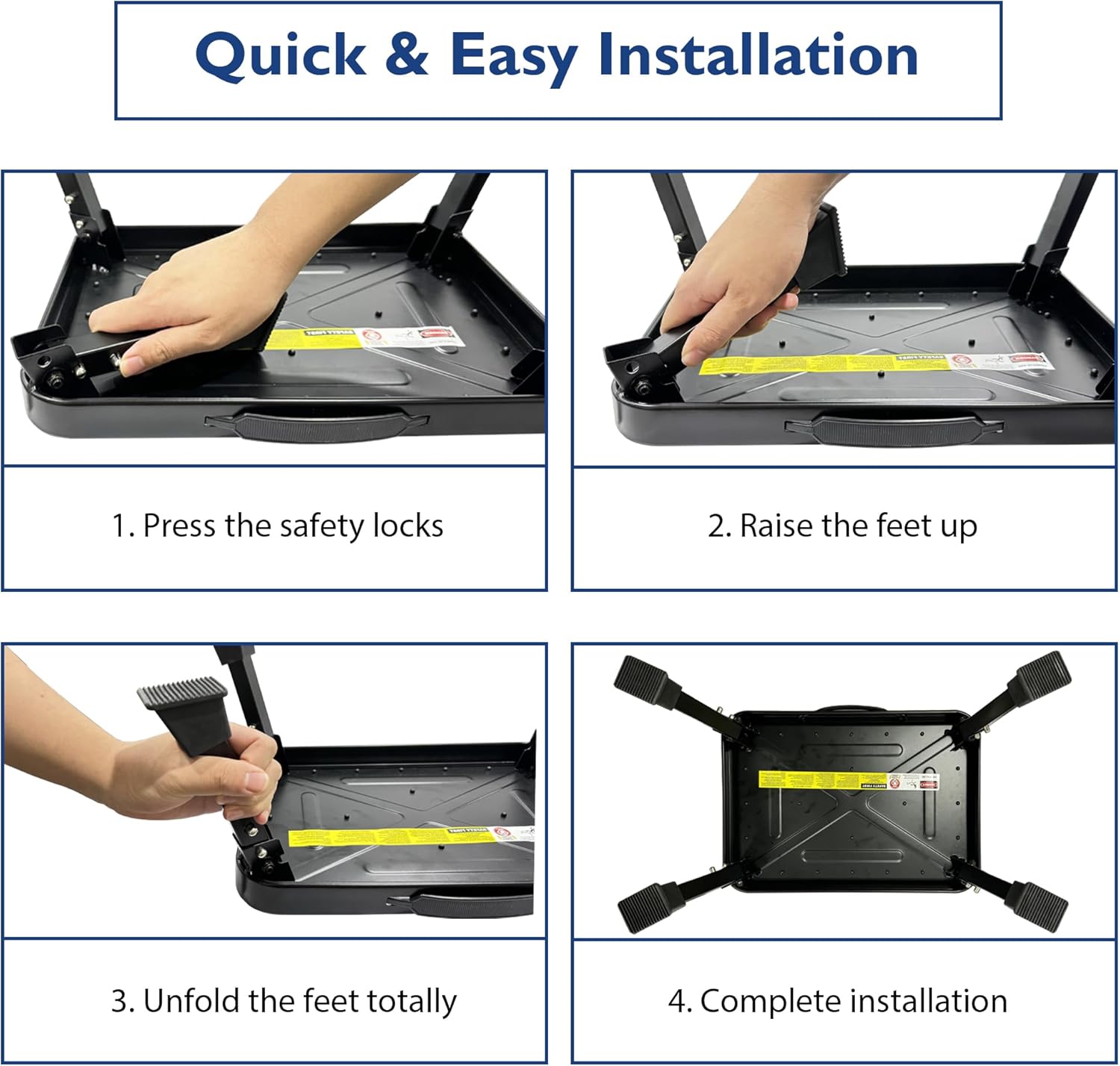 BONTEC - Marche pied pliable métal - 150kg, antidérapant, portable