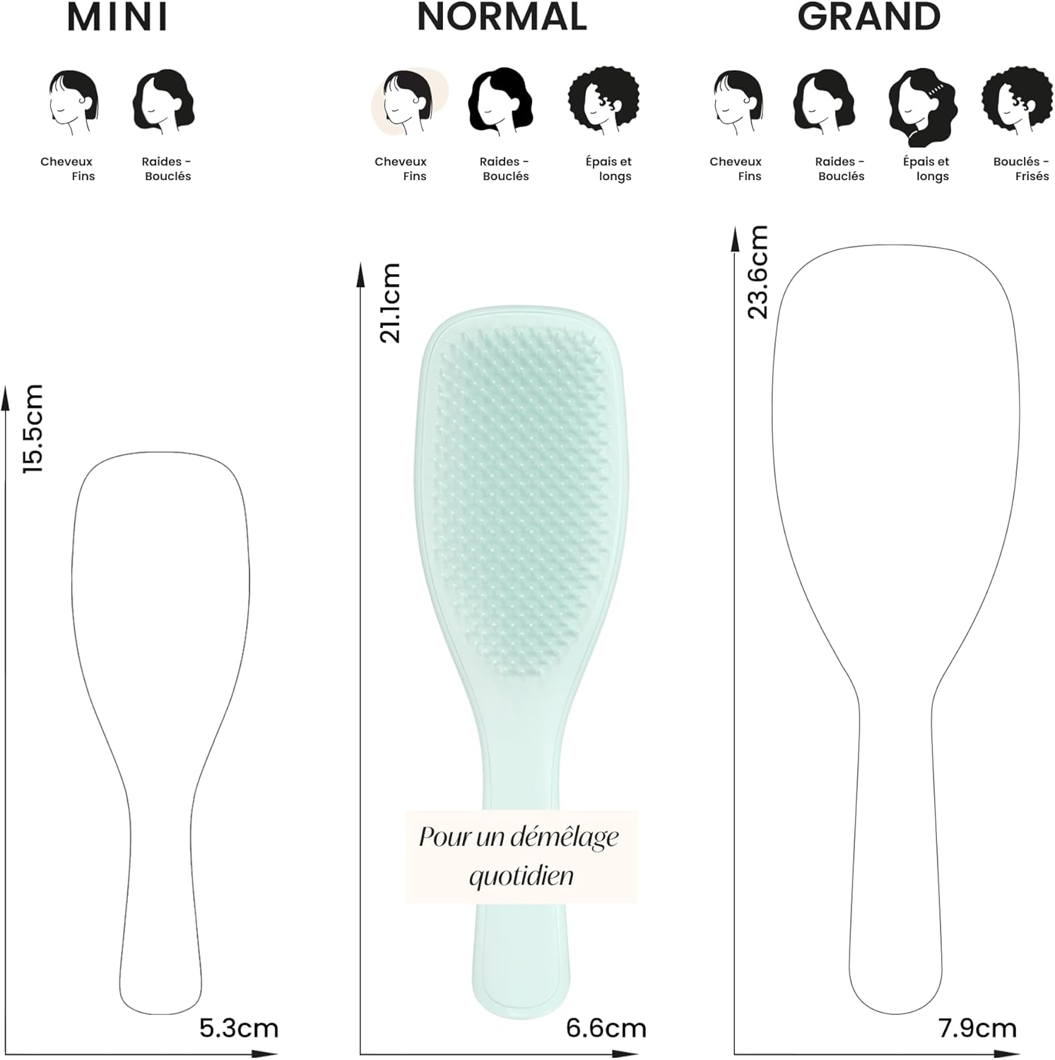 Tangle Teezer - Ultimate Detangler - Brosse cheveux fins, picots souples, anti-casse, Bleu Glacé