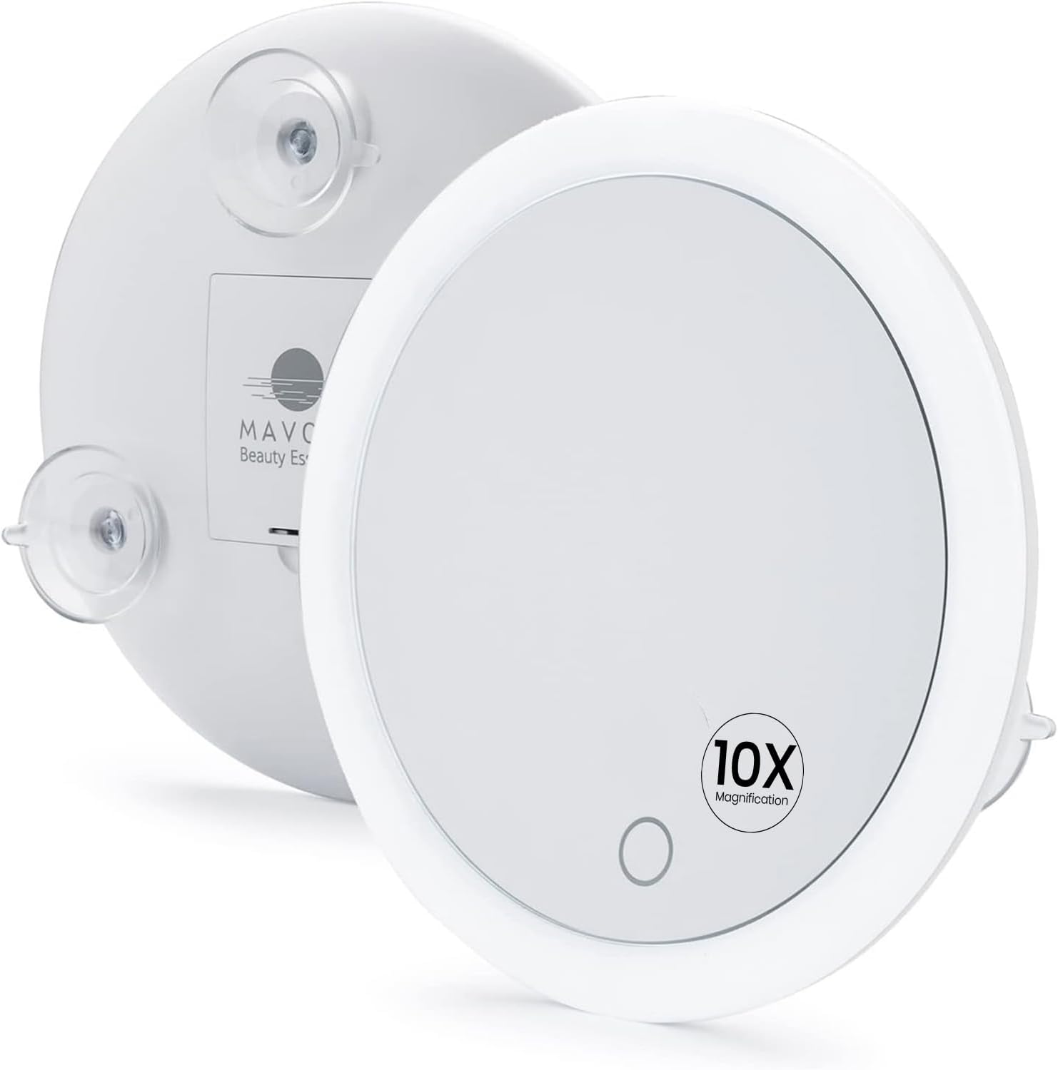 Mavoro - miroir grossissant LED 17cm, 10X, 3 ventouses, portable