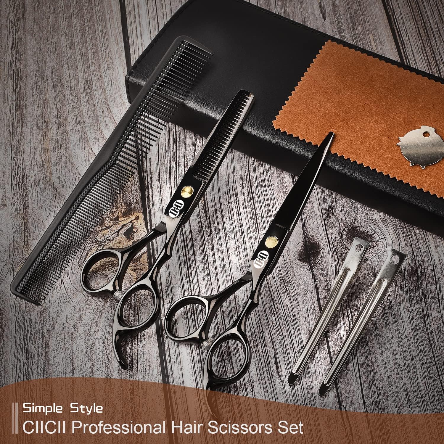CIICII - Kit Ciseaux Coiffure Pro - 6,7 pouces - coupe et effilage cheveux