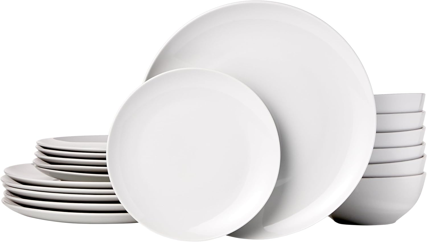 maxxi-dealz Basics - service de table 18 pièces - porcelaine blanche - pour 6 personnes