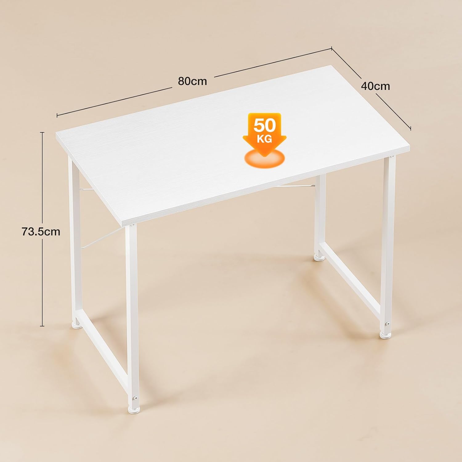 ODK - Petit bureau d'ordinateur - 80x40cm - blanc, table d'étude