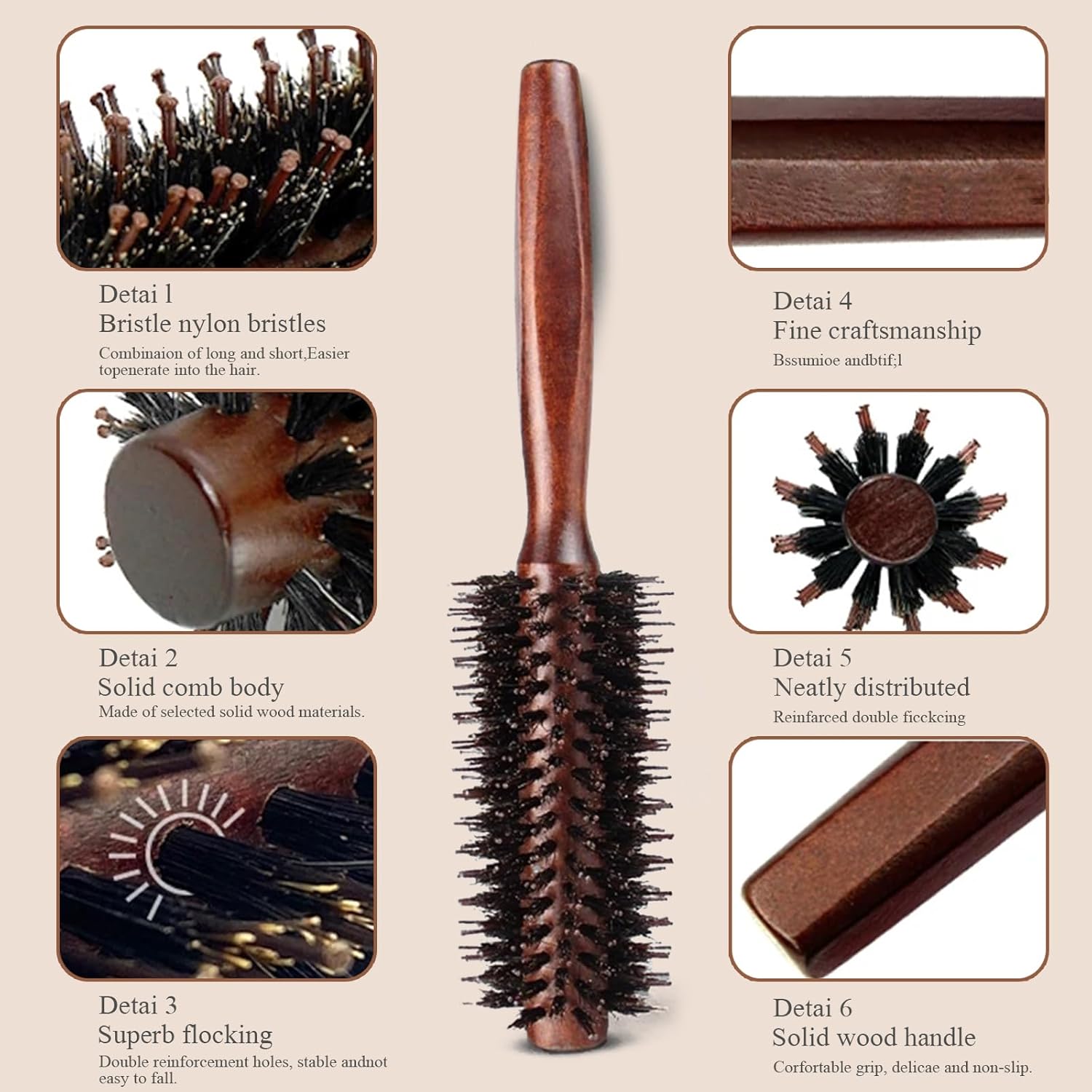 Brosse ronde - Poils de sanglier - 25mm - Pour séchage, volume