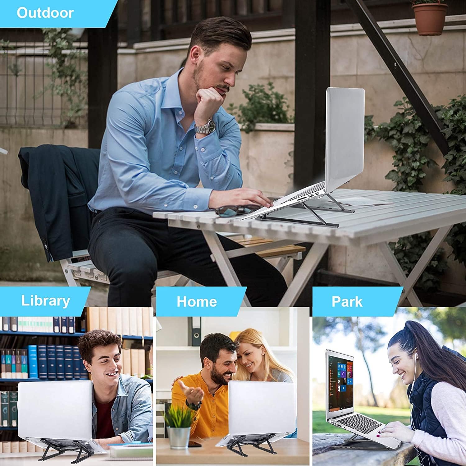 Support ordinateur portable aluminium ventilé, réglable, 10-17.3 pouces